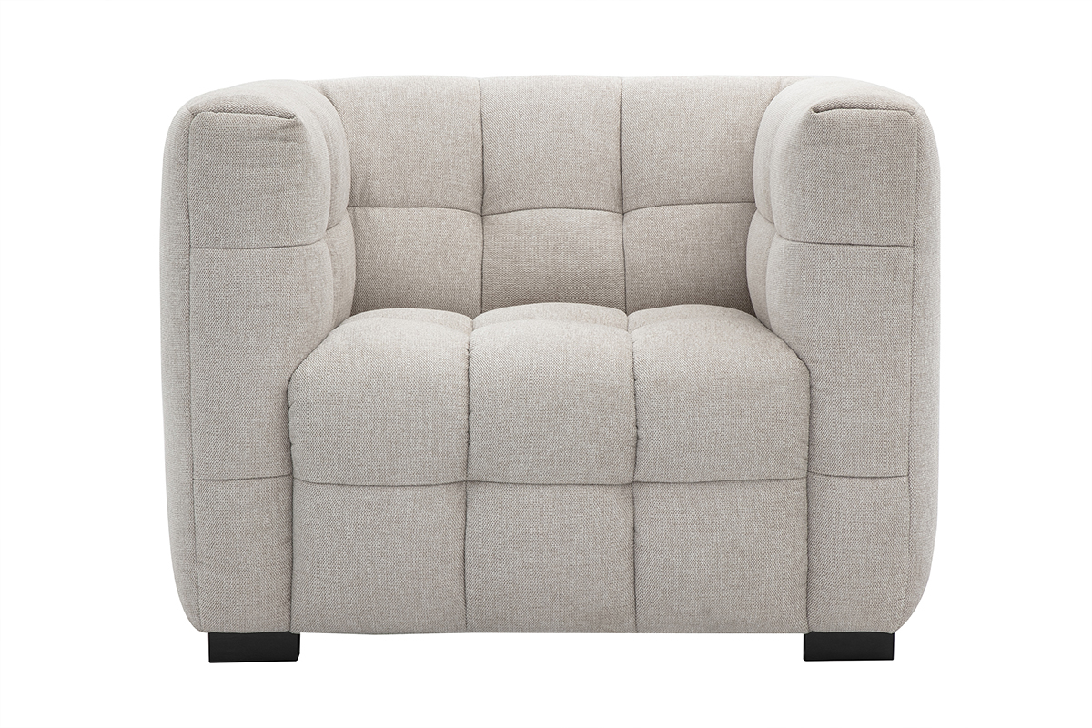 Fauteuil design en tissu effet velours textur� beige CORTO