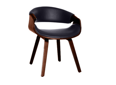 Fauteuil design noir et bois fonc&eacute; noyer ARAMIS