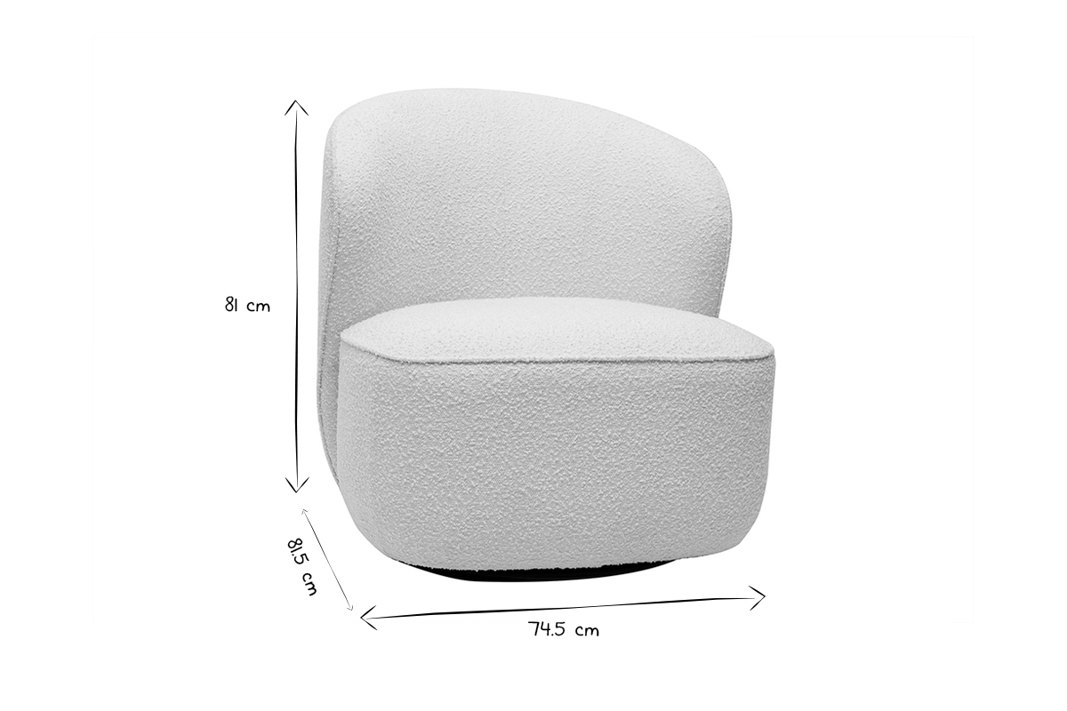 Fauteuil design pivotant en tissu effet laine boucl�e blanc AMBER