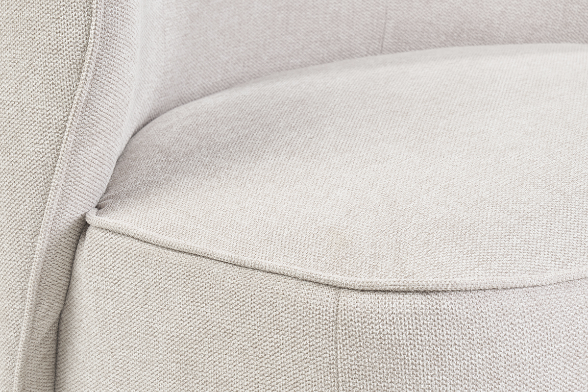 Fauteuil design pivotant en tissu effet velours textur� beige AMBER