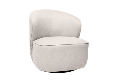 Fauteuil design pivotant en tissu effet velours textur&eacute; beige AMBER