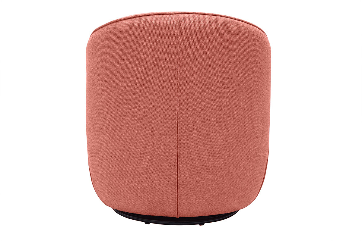 Vue arri�re du fauteuil design pivotant en tissu effet velours terracotta.