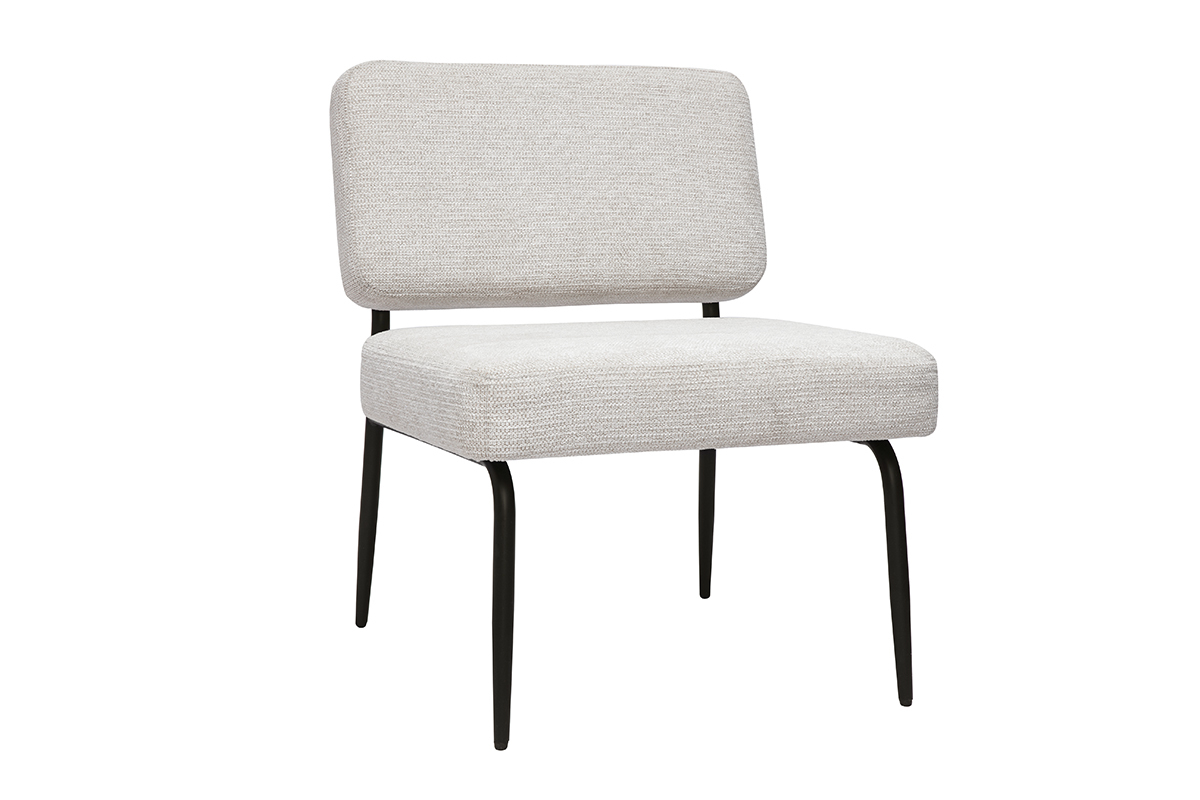 Fauteuil VEDANA en tissu chenille beige avec structure en m�tal noir