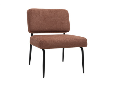 Fauteuil en tissu chenille terre br&ucirc;l&eacute;e et m&eacute;tal noir VEDANA