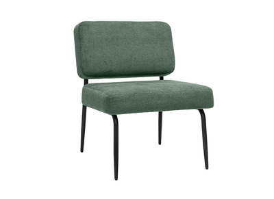Fauteuil en tissu chenille vert kaki et m&eacute;tal noir VEDANA