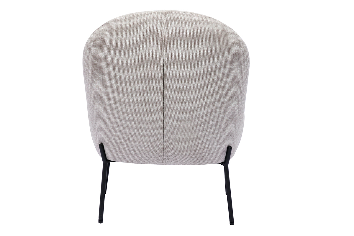 Fauteuil en tissu effet velours textur� beige et m�tal noir BELEY