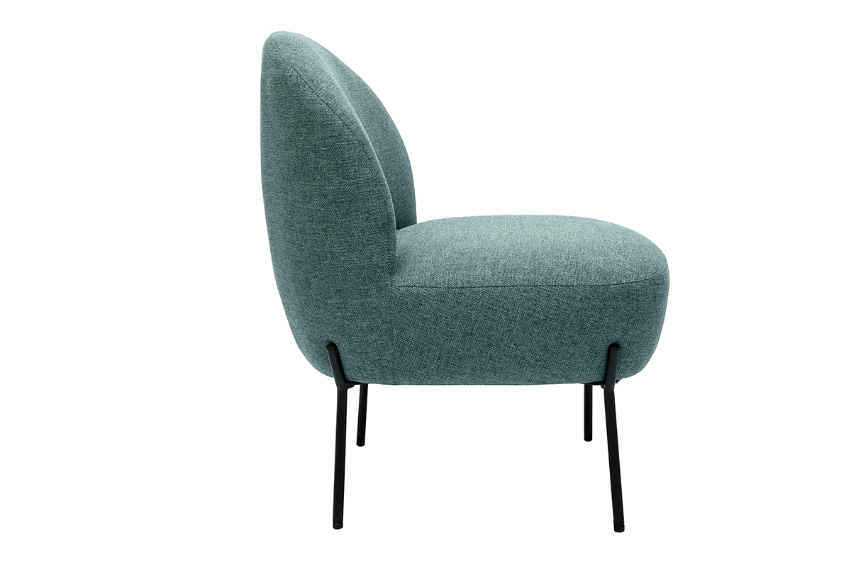Fauteuil en tissu vert de gris et m�tal noir BELEY