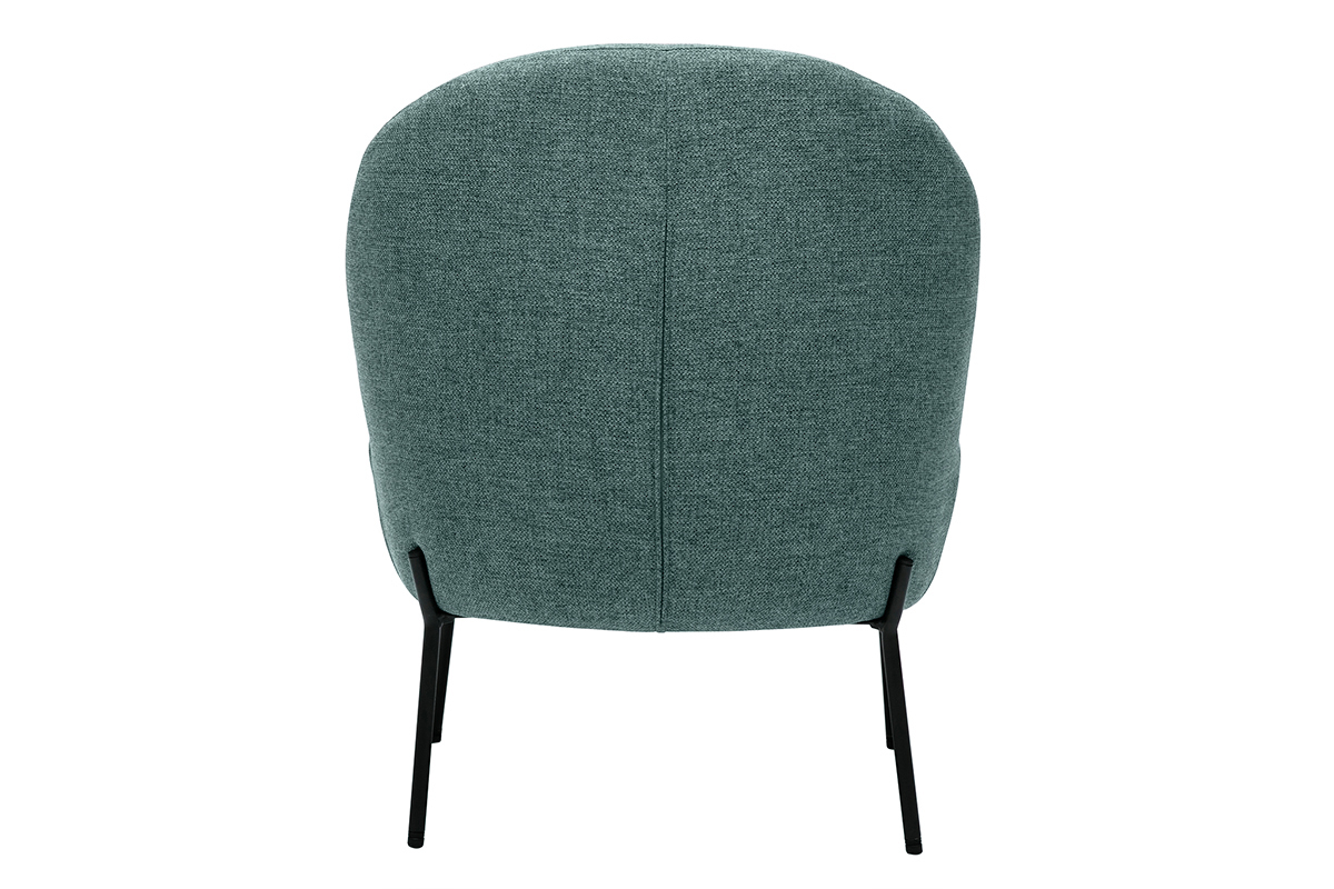 Fauteuil en tissu vert de gris et m�tal noir BELEY