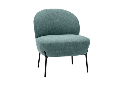 Fauteuil en tissu vert de gris et m&eacute;tal noir BELEY