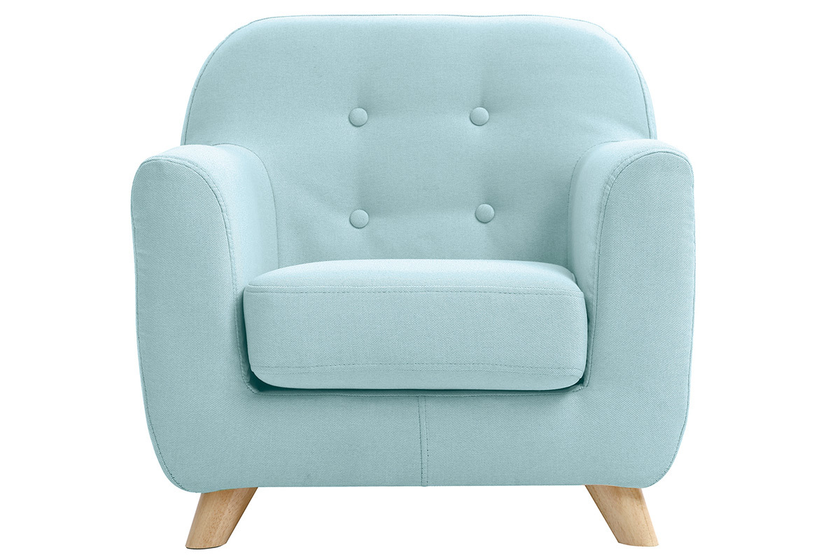 Fauteuil enfant scandinave en tissu menthe � l'eau et bois clair NORKID