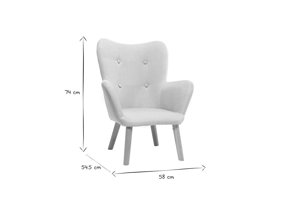 Fauteuil enfant scandinave en tissu rose poudr� et bois clair BABY BRISTOL