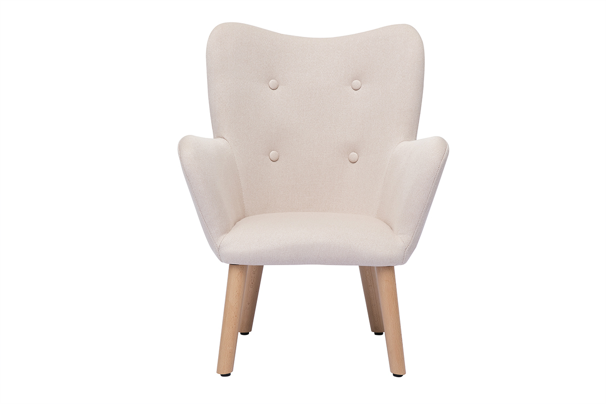 Fauteuil enfant scandinave en tissu rose poudr� et bois clair BABY BRISTOL