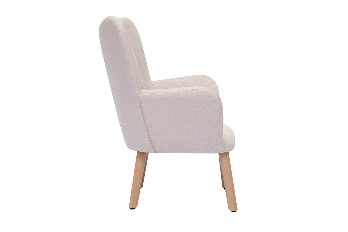 Fauteuil enfant scandinave en tissu rose poudr� et bois clair BABY BRISTOL