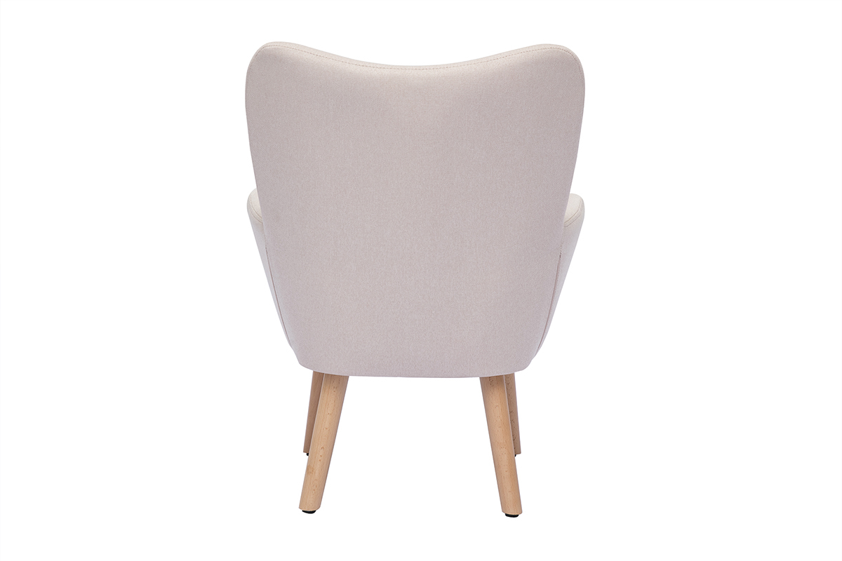 Fauteuil enfant scandinave en tissu rose poudr� et bois clair BABY BRISTOL