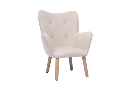Fauteuil enfant scandinave en tissu rose poudr&eacute; et bois clair BABY BRISTOL