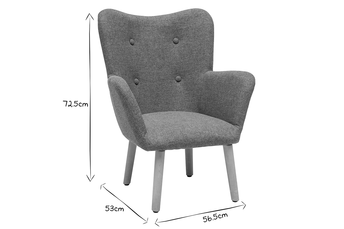 Dimensions du fauteuil enfant scandinave noir et blanc.