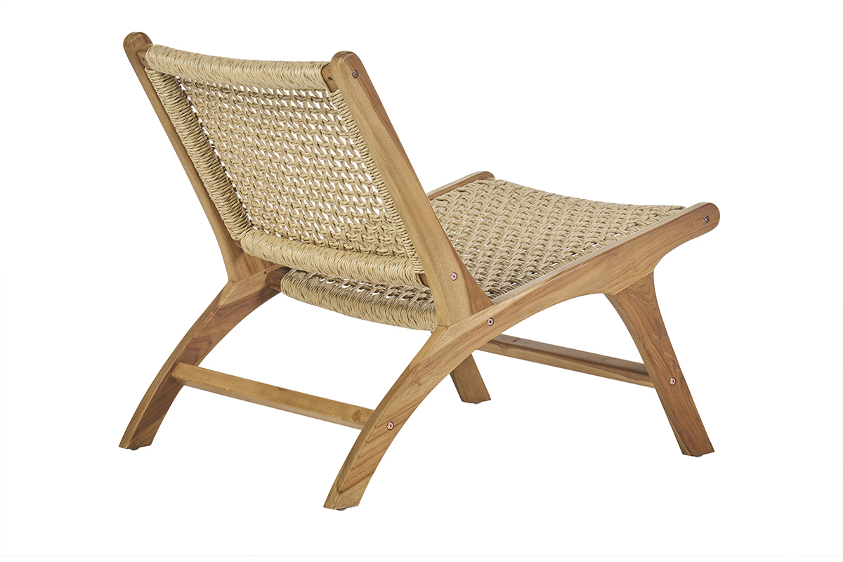 Fauteuil lounge en bois teck massif et corde tress�e SUMBA