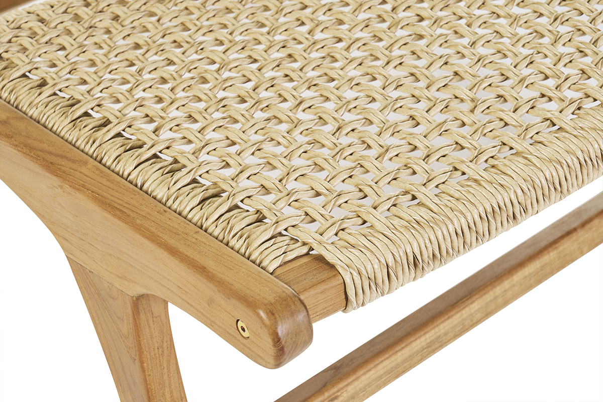 Fauteuil lounge en bois teck massif et corde tress�e SUMBA