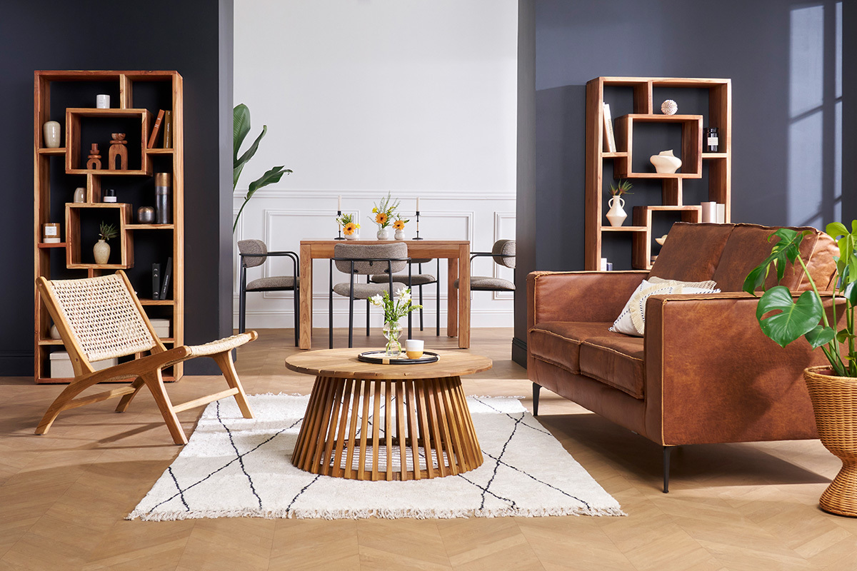 Fauteuil lounge en bois teck massif et corde tress�e SUMBA