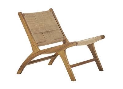 Fauteuil lounge en bois teck massif et corde tress&eacute;e YARI