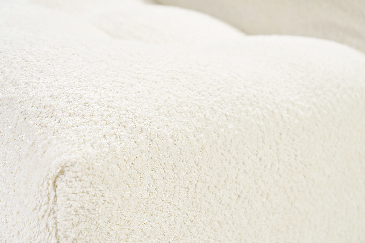 Fauteuil lounge en tissu bouclette blanc cass� BUMPY