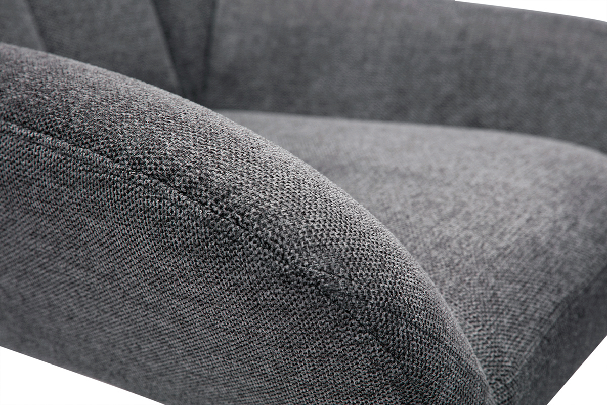 Fauteuil pivotant design en tissu effet velours texur� gris et m�tal noir KING
