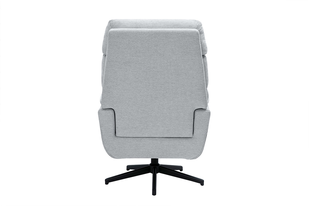 Fauteuil pivotant JONAH en tissu chenille gris avec base en m�tal noir