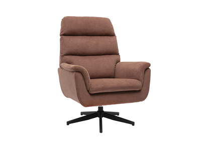 Fauteuil pivotant en tissu chenille terre br&ucirc;l&eacute;e et m&eacute;tal noir JONAH