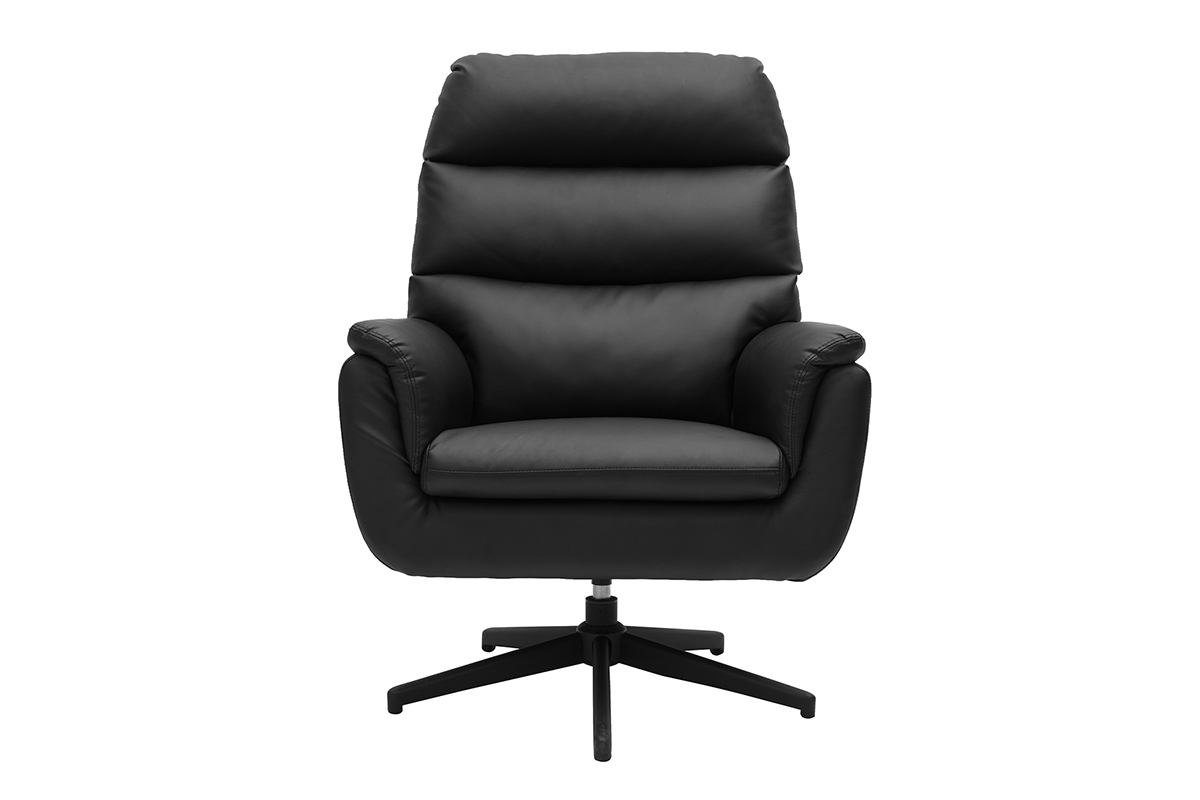 Fauteuil pivotant noir JONAH avec base m�tallique pivotante � 360�, design moderne et ergonomique.