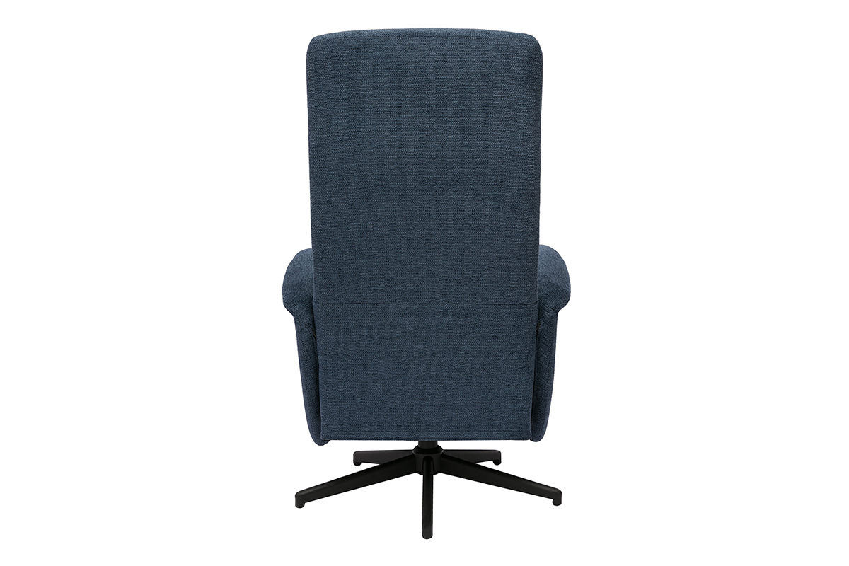 Fauteuil pivotant bleu fonc� vue arri�re, pieds en m�tal.