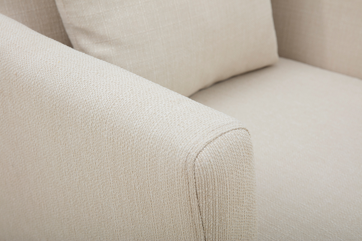 Fauteuil scandinave d�houssable en tissu beige et bois clair OSLO