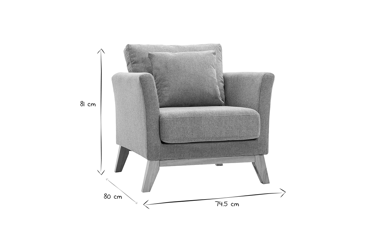 Dimensions du fauteuil scandinave Oslo en noir et blanc : 81 x 80 x 74,5 cm.