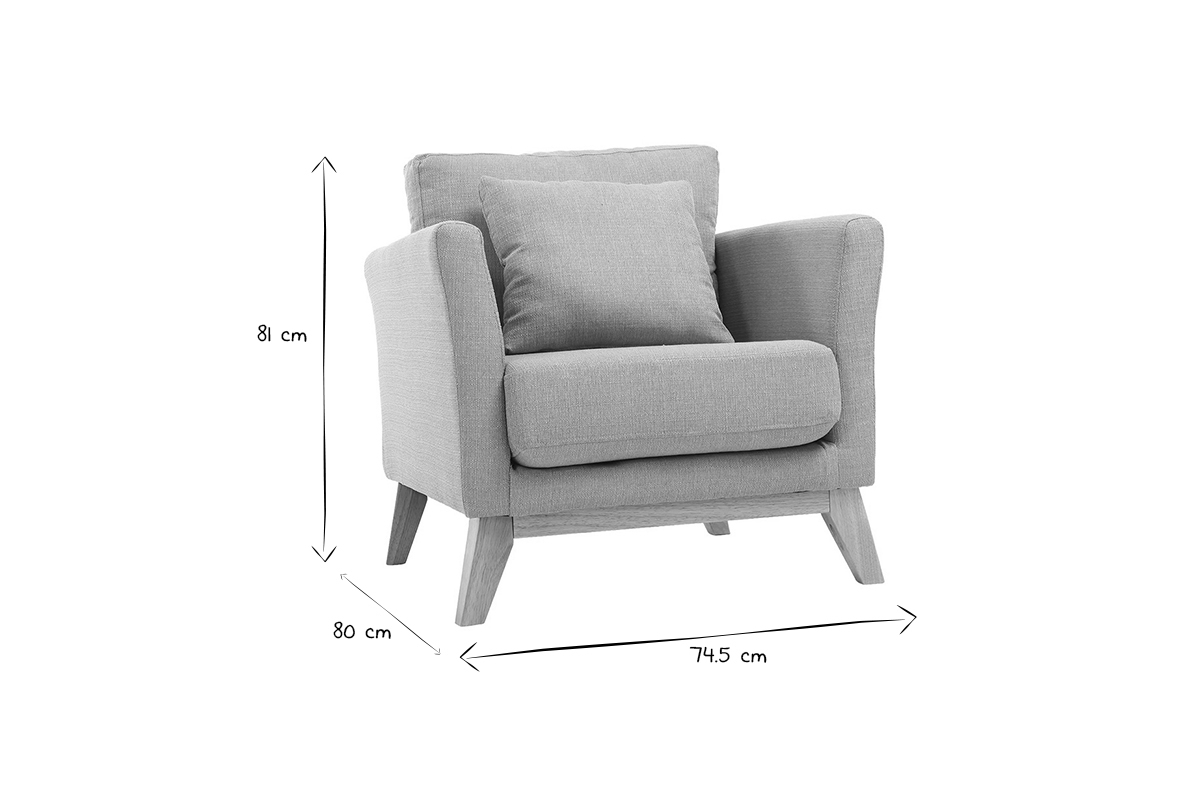 Fauteuil scandinave d�houssable en tissu vert lagon et bois clair OSLO