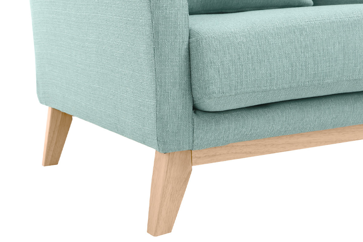 Fauteuil scandinave d�houssable en tissu vert lagon et bois clair OSLO