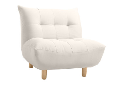 Fauteuil scandinave en tissu beige et bois clair YUMI