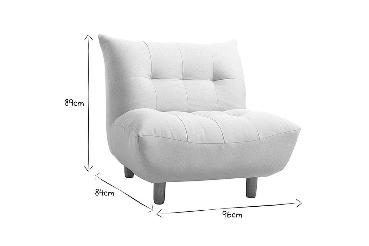 Fauteuil scandinave en tissu effet laine boucl�e blanc et bois clair YUMI
