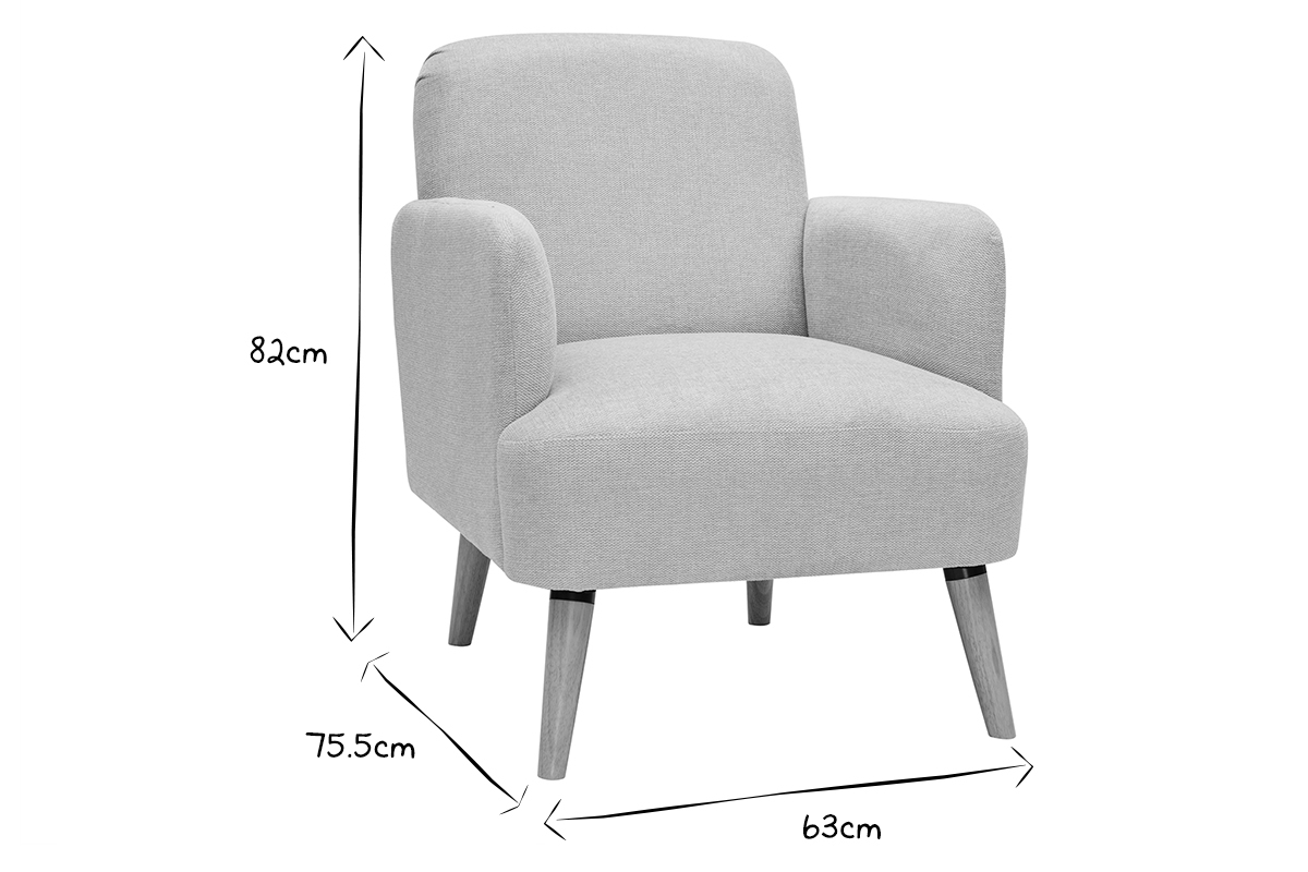 Fauteuil scandinave en noir et blanc avec dimensions 82x75.5x63 cm.