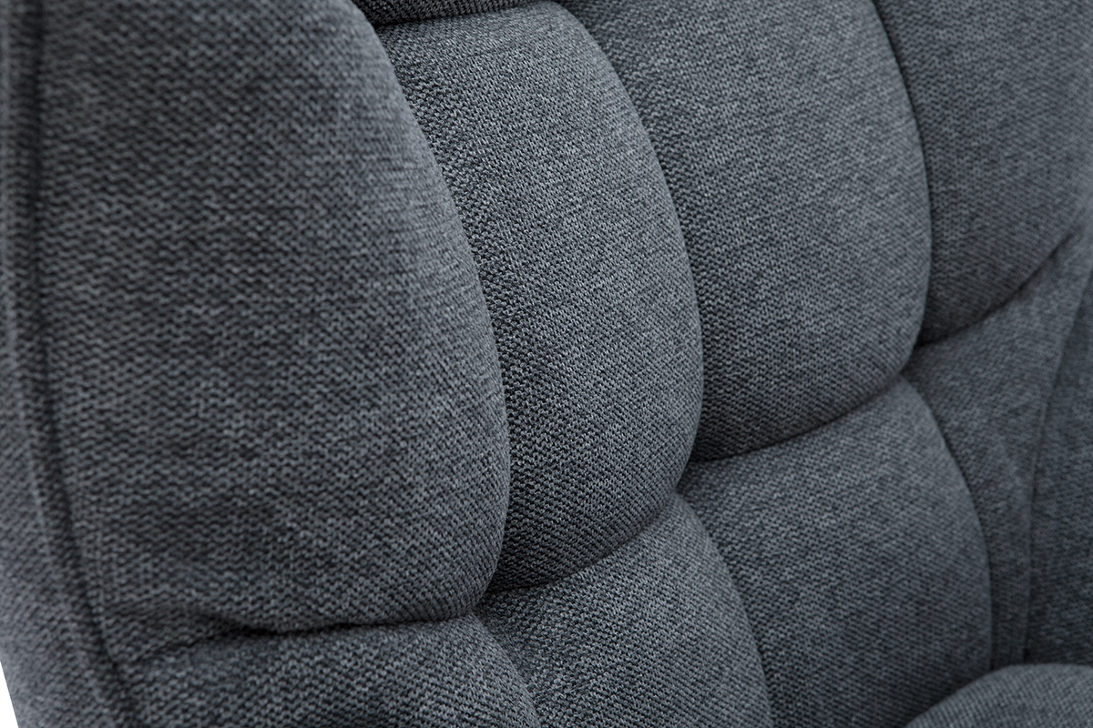 Fauteuil scandinave en tissu effet velours textur� gris fonc� et bois clair AVERY