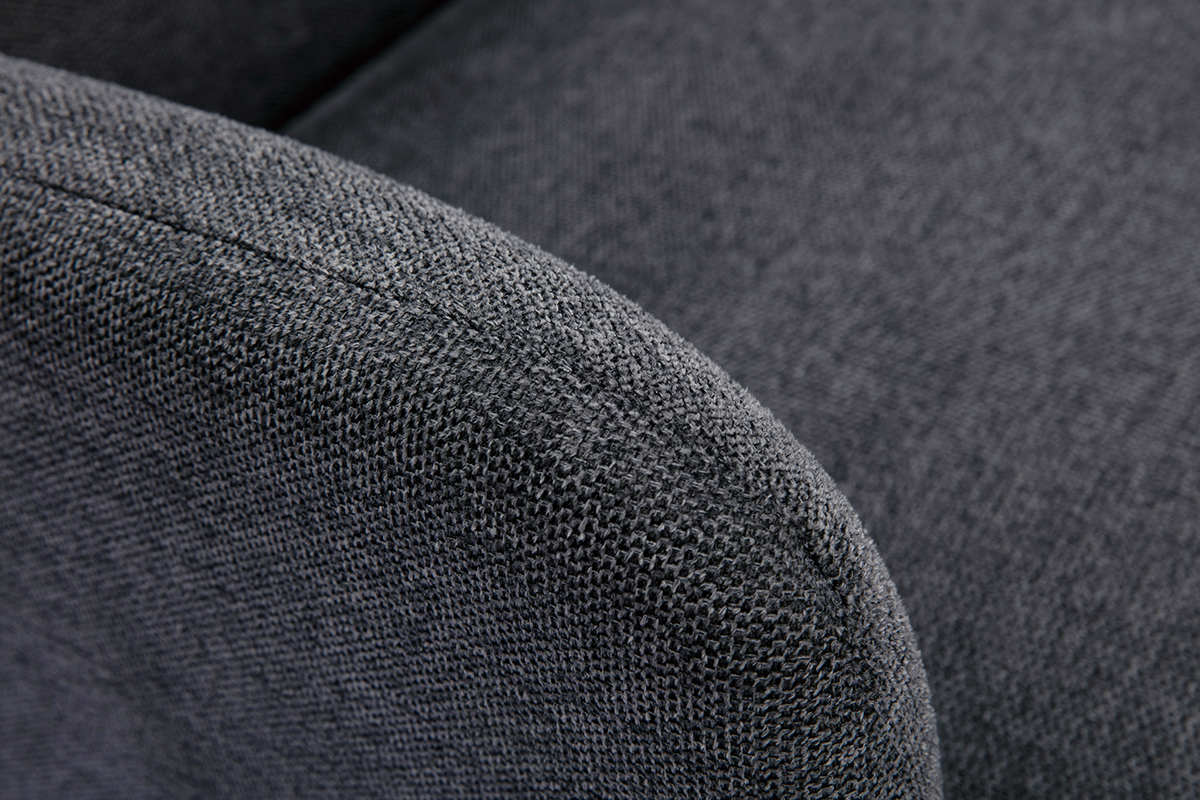 Fauteuil scandinave en tissu effet velours textur� gris fonc� et bois clair ISKO