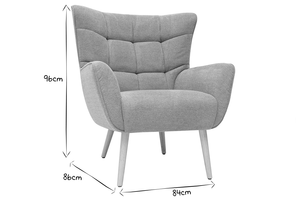 Fauteuil scandinave en tissu effet velours textur� terracotta et bois clair AVERY