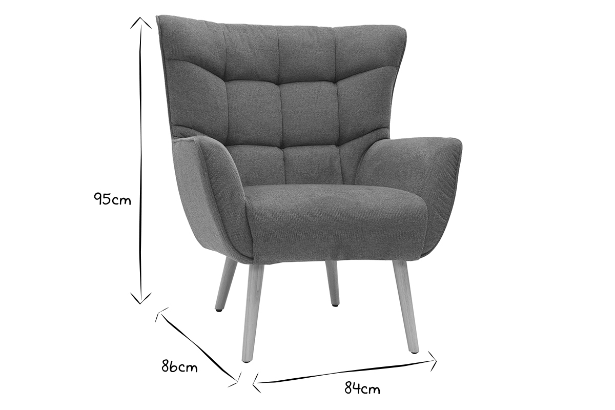 Fauteuil scandinave en tissu effet velours textur� terre br�l�e et bois clair AVERY