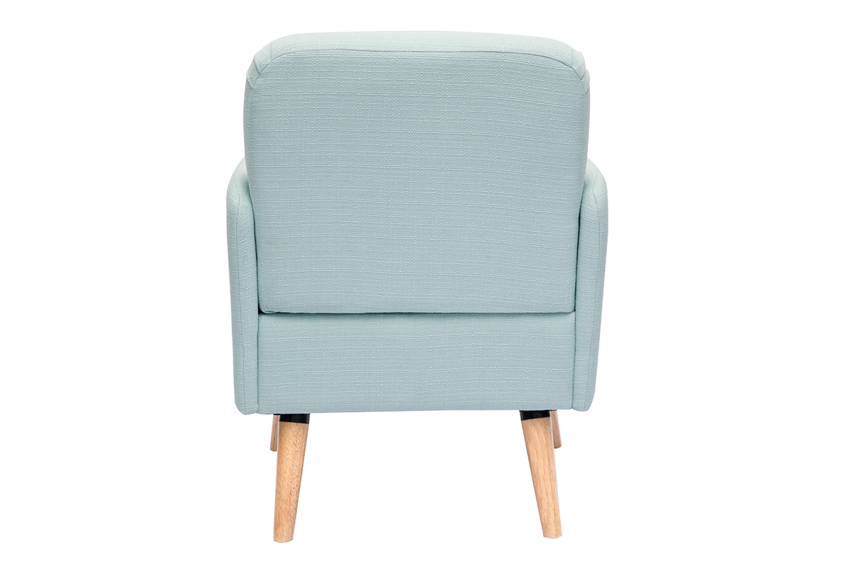 Fauteuil scandinave en tissu menthe � l'eau et bois clair ISKO