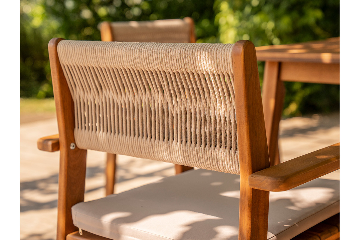 Fauteuils de jardin en bois massif et corde tress�e (lot de 2) ZEPHYR