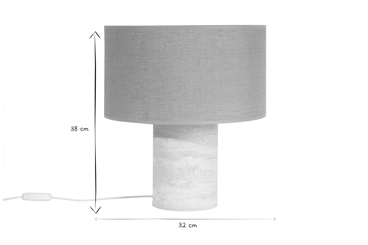 Lampe � poser SEMA en noir et blanc, dimensions 38 cm de hauteur, 32 cm de diam�tre.