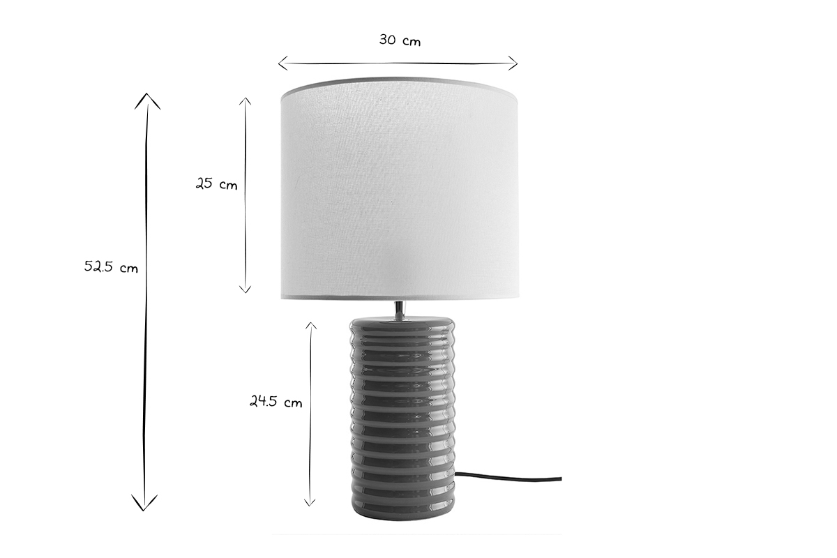 Lampe � poser en c�ramique �maill�e terracotta et abat-jour �cru H53 cm BERRO