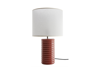 Lampe &agrave; poser en c&eacute;ramique &eacute;maill&eacute;e terracotta et abat-jour &eacute;cru H53 cm BERRO