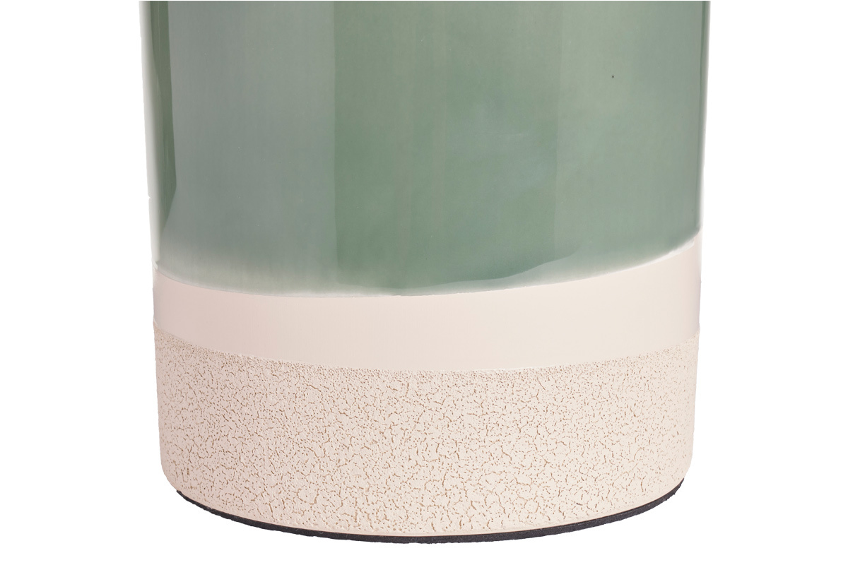 Lampe � poser verte en c�ramique et abat-jour en rabane H64 cm MAJES