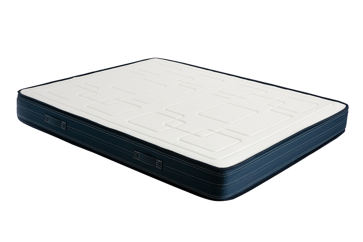 Lit 2 places 160x200 cm avec sommiers tapissiers et matelas avec accueil mousse m�moire de forme BENJI