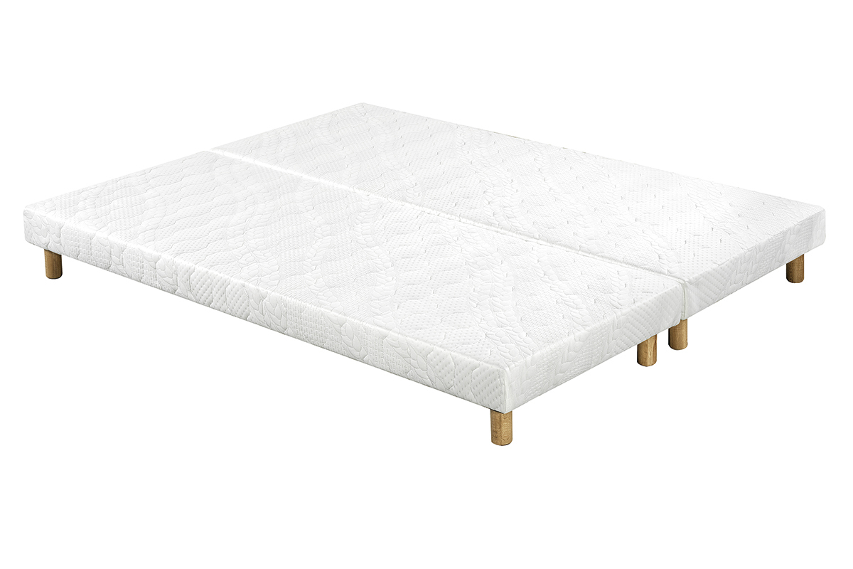 Lit 2 places 160x200 cm avec sommiers tapissiers et matelas avec accueil mousse m�moire de forme BENJI