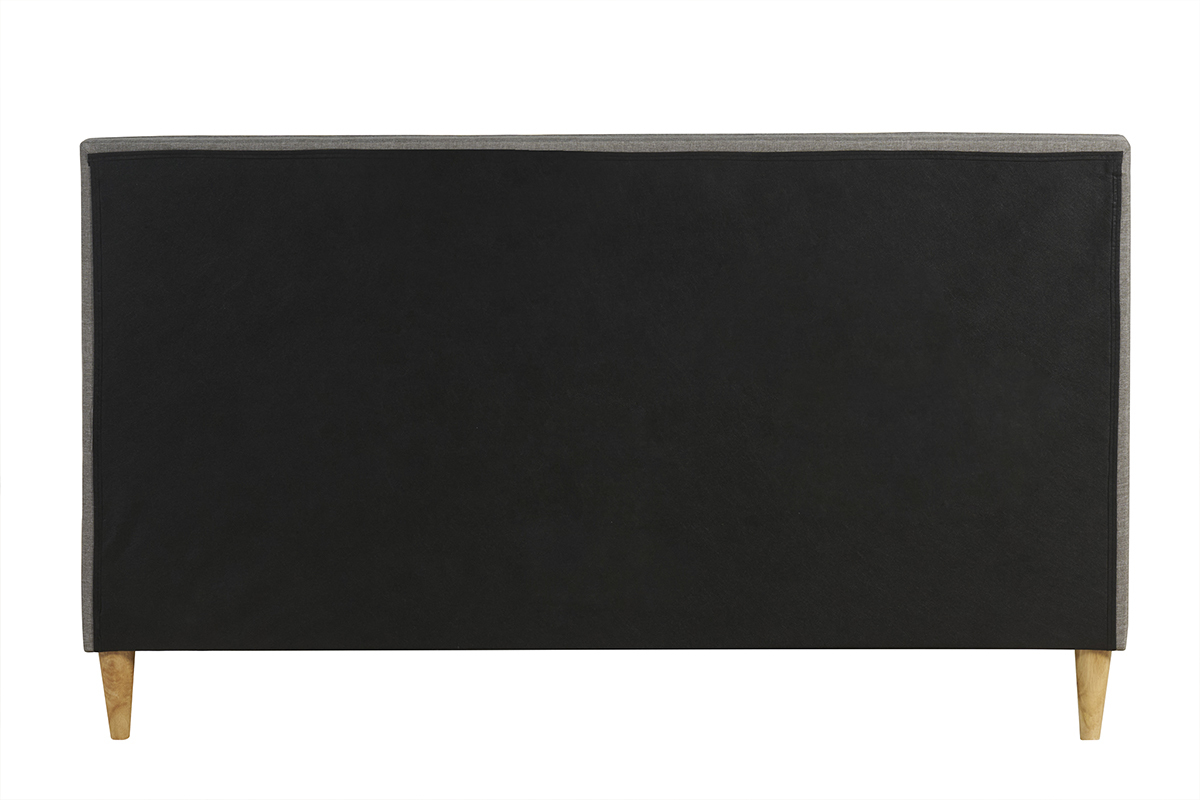 Lit 2 places 160x200 cm avec t�te de lit en tissu gris clair LEONCE